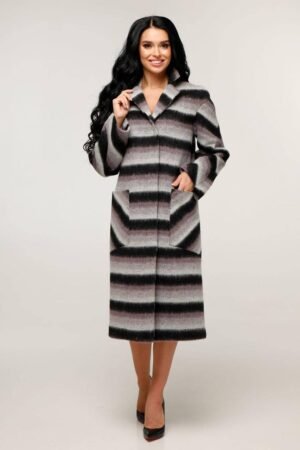 Вовняне пальто жіноче смужка