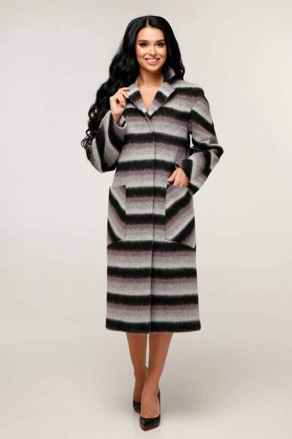Вовняне пальто жіноче смужка