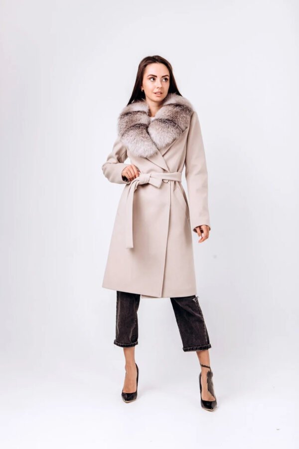 Жіноче пальто з хутром арктичної лисиці 40,42,44,46,48,50,52,54,56 жіноче зимове пальто з кашеміру 42