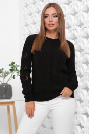 Жіночий ажурний светр прозорий у дірочку блакитний Чорний