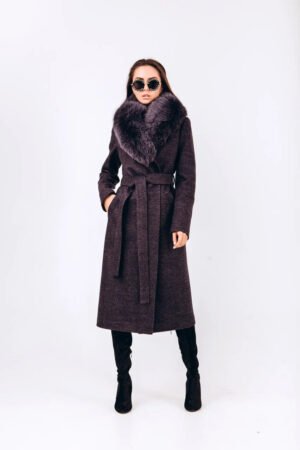 Зимове жіноче пальто з хутром песця 40,42,44,46,48,50,52 жіноче зимове пальто з вовни