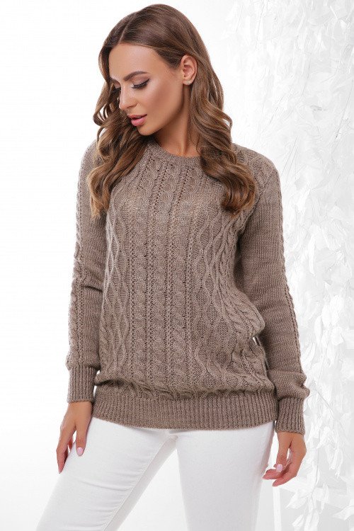 Жіночий тонкий світлий светр однотонний білий Кавовий