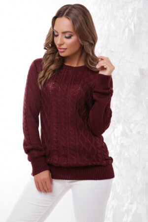 Жіночий тонкий світлий светр однотонний білий Бордовий