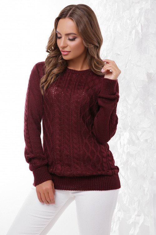 Жіночий тонкий світлий светр однотонний білий Бордовий