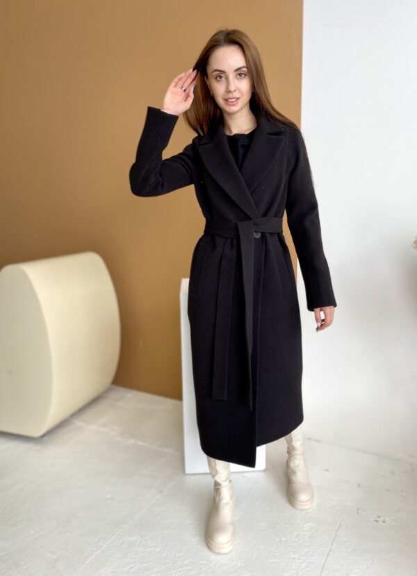 Довге жіноче пальто чорного кольору 40, 42, 44, 46, 48, 50, 52 зимове жіноче пальто з кашеміру 44