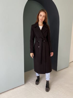 Базове чорне пальто довге жіноче пальто з кашеміру на підкладці