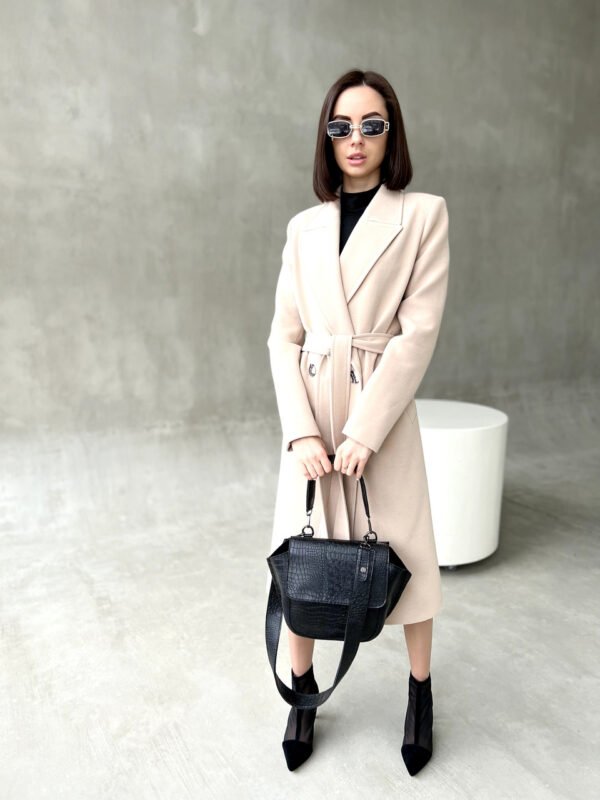 Демісезоне жіноче пальто з кашеміру молочного кольору 40-52 44