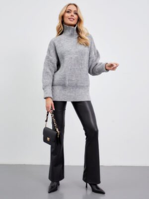 Светр-туніка суміжного в'язання. ( 2 расцветки) Сірий