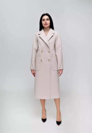 Якісне жіноче вовняне демісезонне пальто 46