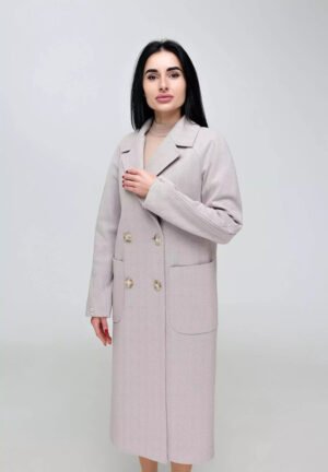 Актуальне жіноче вовняне демісезонне пальто 52