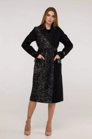 Жіноче вовняне пальто з поясом