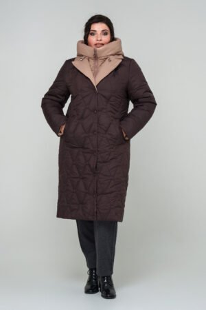 Трендове зимове жіноче пальто зі стьобаної плащової тканини з капюшоном, великі розміри 52