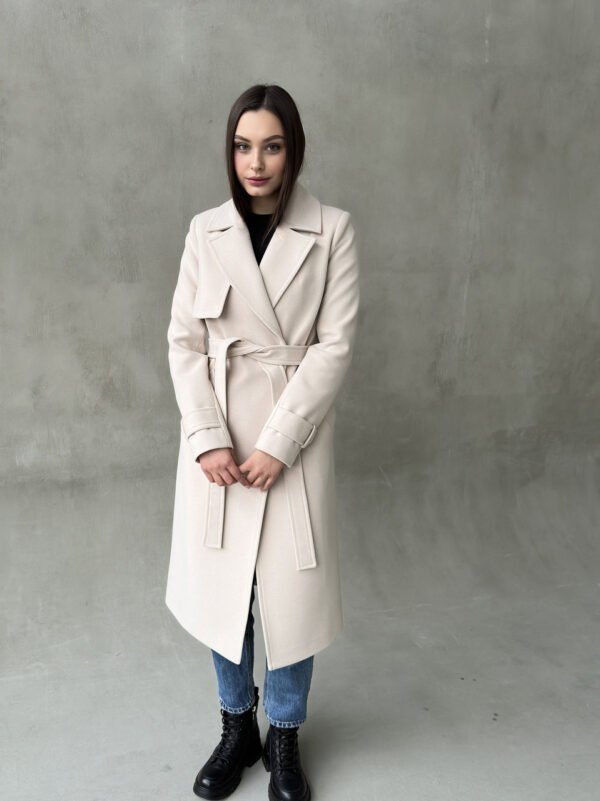 Жіноче утеплене кашемірове пальто білого кольору, осінь, єврозима 50