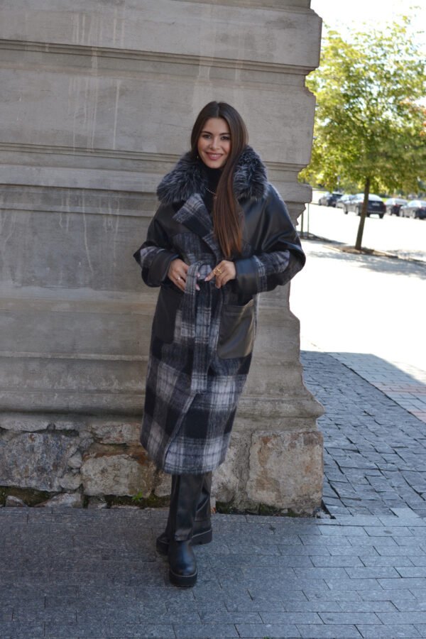 Зимове тепле комбіноване комбіноване вовняне пальто з хутром