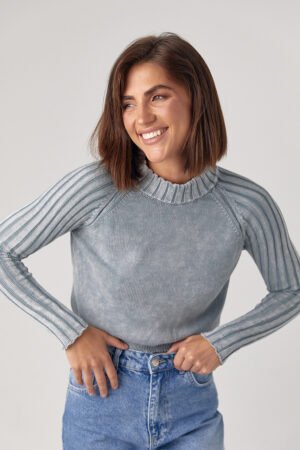 Короткий жіночий светр у техніці тай-дай - сірий цвет, ONE SIZE (є розміри)