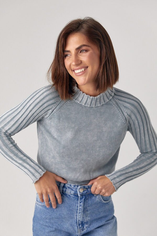 Короткий жіночий светр у техніці тай-дай - сірий цвет, ONE SIZE (є розміри)