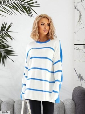 Жіночий светер подовжений в смужку