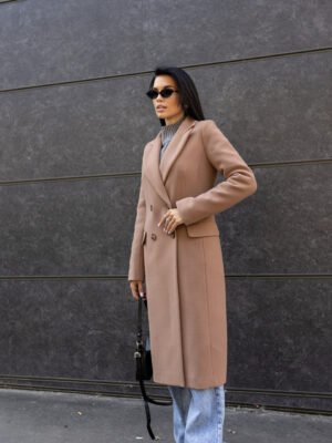 Зимове жіноче пальто бежевого кольору 40, 42, 44, 46, 48, 50 жіноче зимове пальто з кашеміру 42