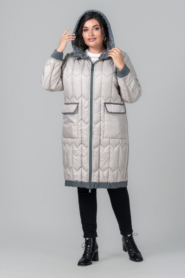 Двостороннє жіноче демісезонне довге тепле пальто, єврозима до -5 градусів 54