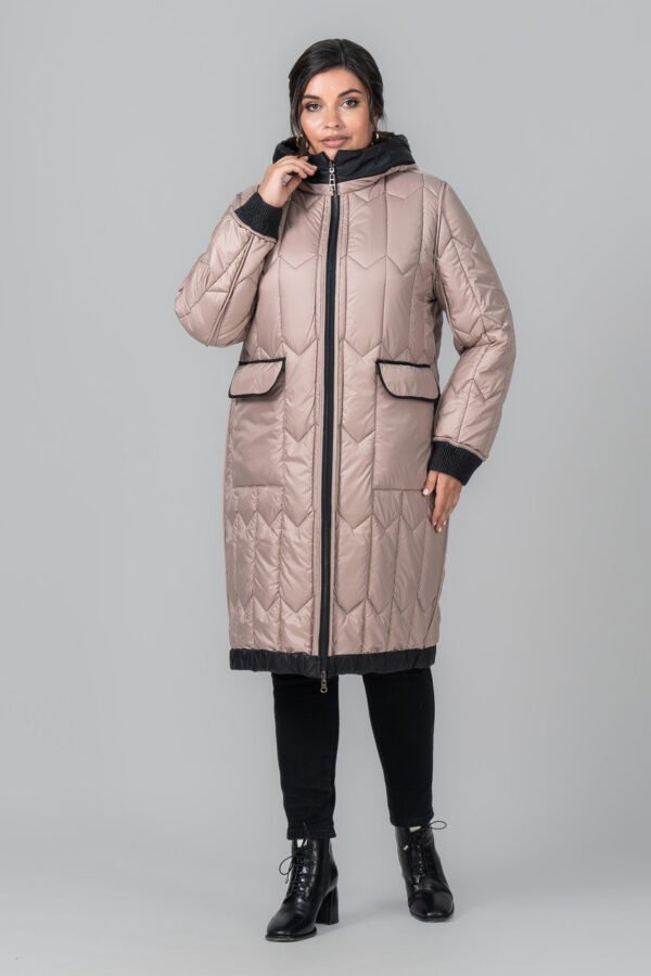 Двостороннє якісне жіноче чорне бежеве тепле пальто на тінсулейті, єврозима до -5 градусів