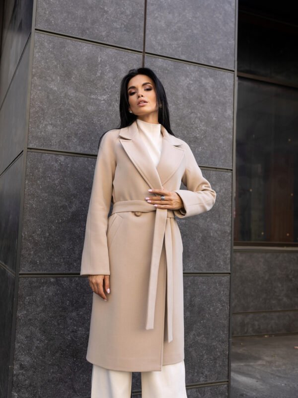 Зимове тепле пісочне жіноче якісне утеплене пальто з кашеміру, р 40-50 44