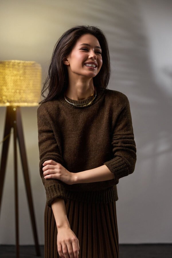 Джемпер жіночий базовий однотонний коричневий, модель 2762